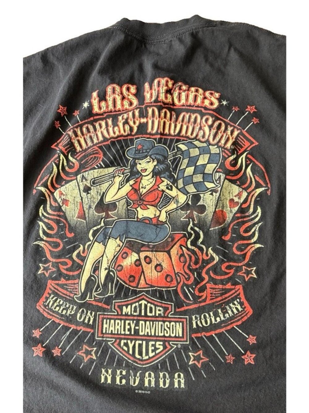 Harley Davidson Traditional Style Pinup T-Shirt Size XL-100% Cotton